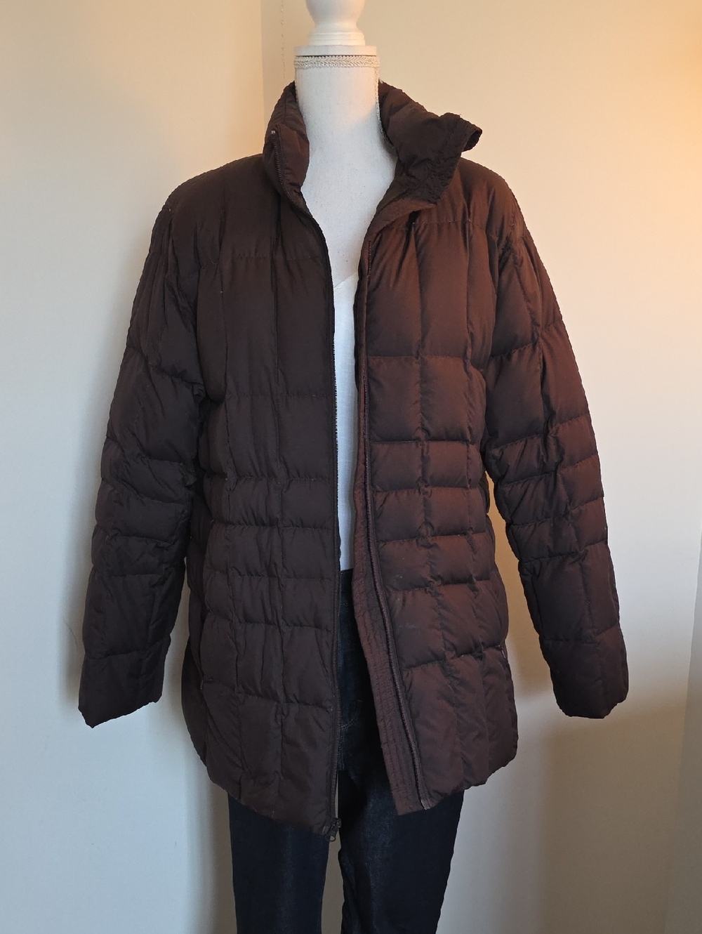 Lands End Quilted Puffer Jacket - Brown